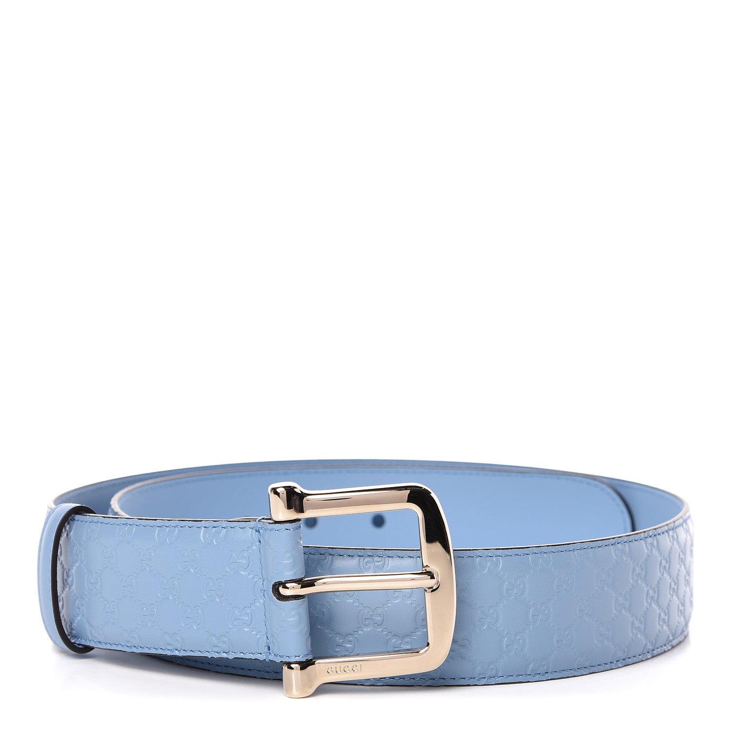 Gucci Soft Microguccissima Margaux Calfskin Belt 90 36 Mineral Blue 1 of 6