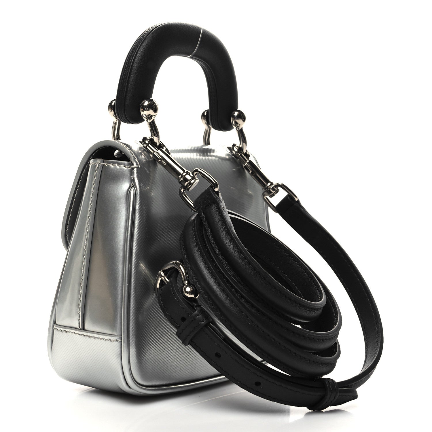Burberry Metallic Trench Calfskin Mini DK88 Top Handle Bag Silver 3 of 10