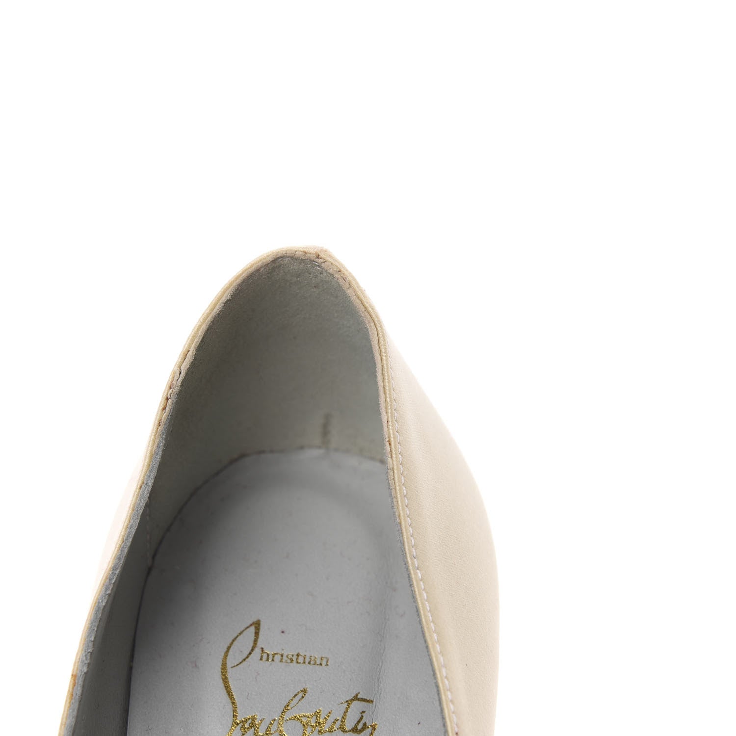 Christian Louboutin Crepe Satin Just Soon 100 Peep Toe Pumps 38 Off White 8 of 14