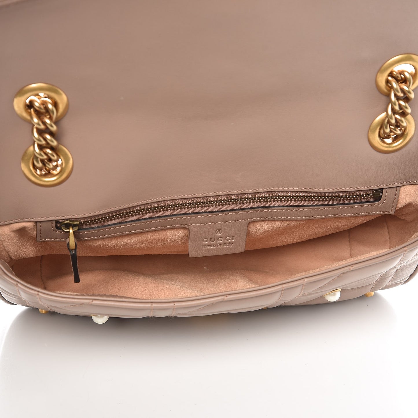 Calfskin Matelasse Studded Mini Pearly GG Marmont Shoulder Bag Porcelain Rose