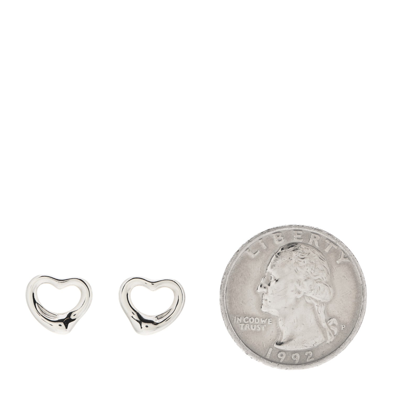 Tiffany Sterling Silver 11mm Elsa Peretti Open Heart Earrings 2 of 4