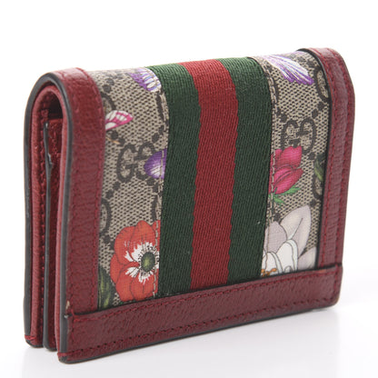 Gucci GG Supreme Monogram Flora Web Ophidia Card Case Red 2 of 5