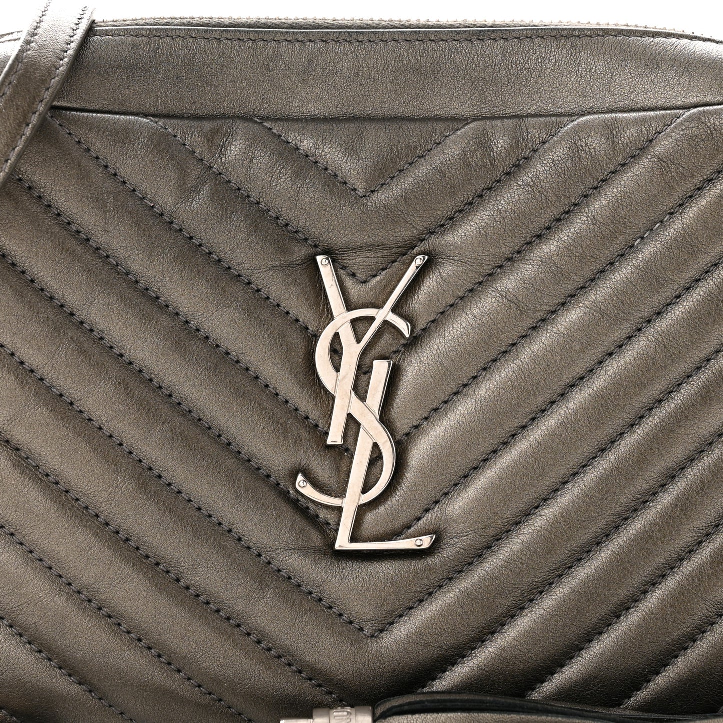 Metallic Calfskin Matelasse Monogram Lou Camera Bag Silver