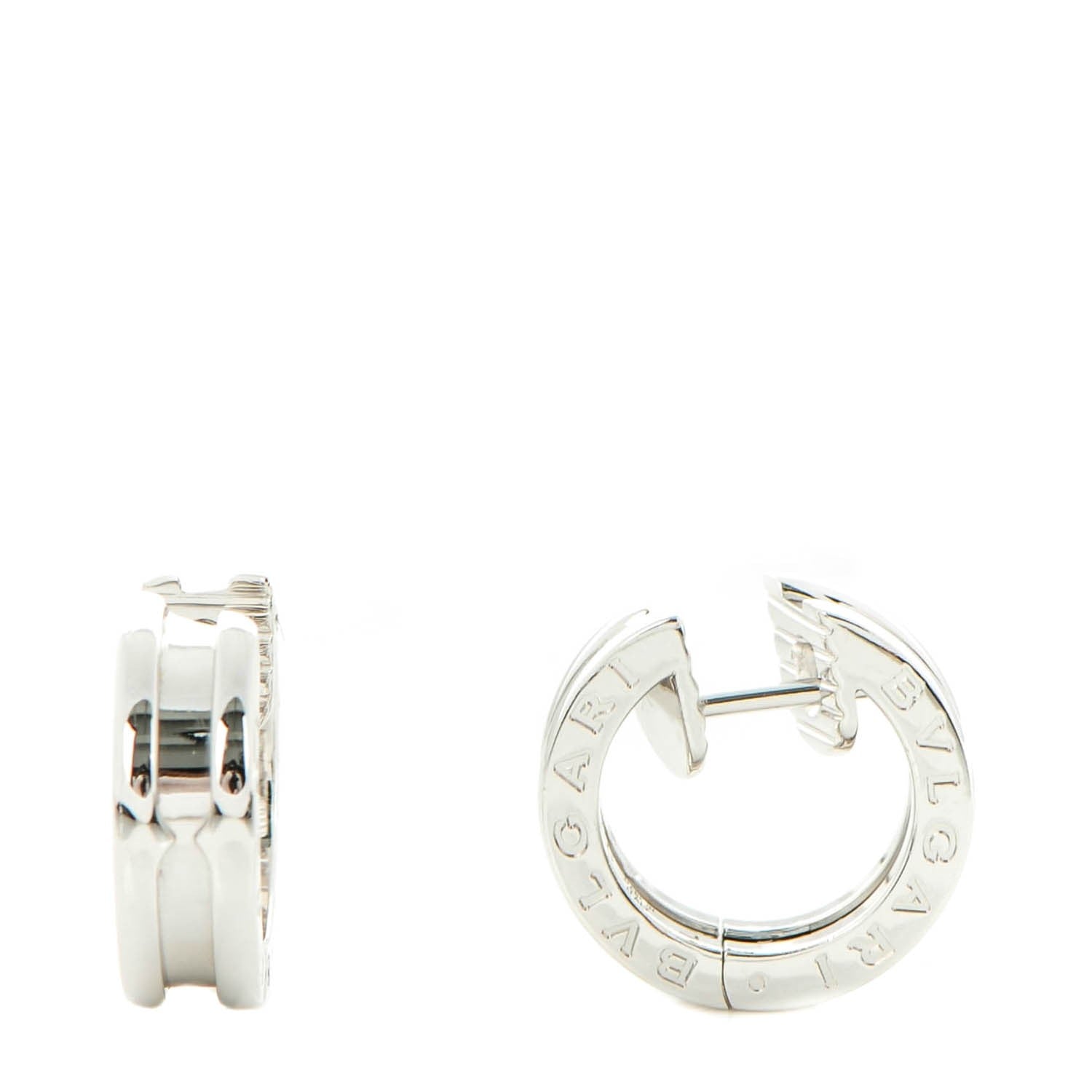 Bulgari 18K White Gold Small B.Zero1 Hoop Earrings 1 of 6