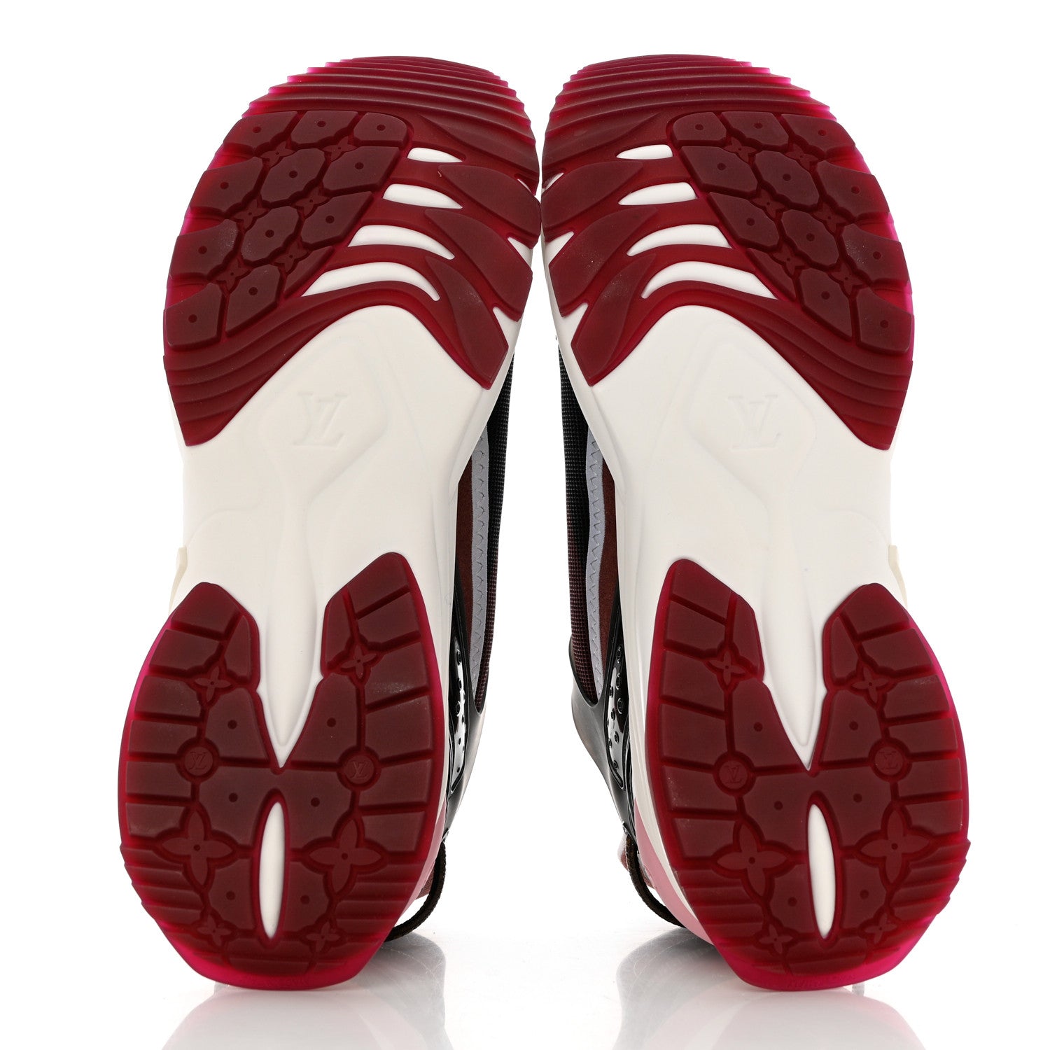 Louis Vuitton Mix Materials Suede Calfskin Run 55 Sneakers 41 Burgundy 5 of 10