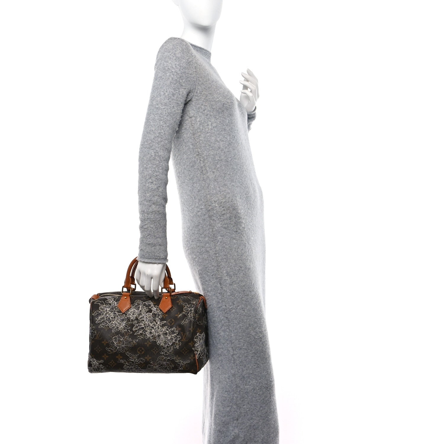 Louis Vuitton Monogram Dentelle Speedy 30 Silver 2 of 16