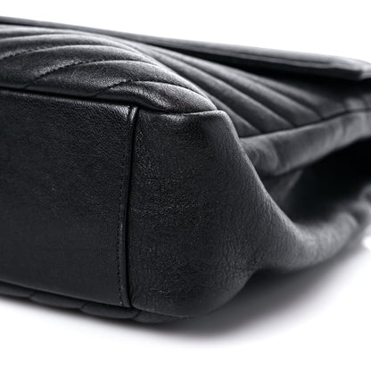 Saint Laurent Sheepskin Matelasse Chevron Monogram Monochrome Large College Satchel Black 10 of 13
