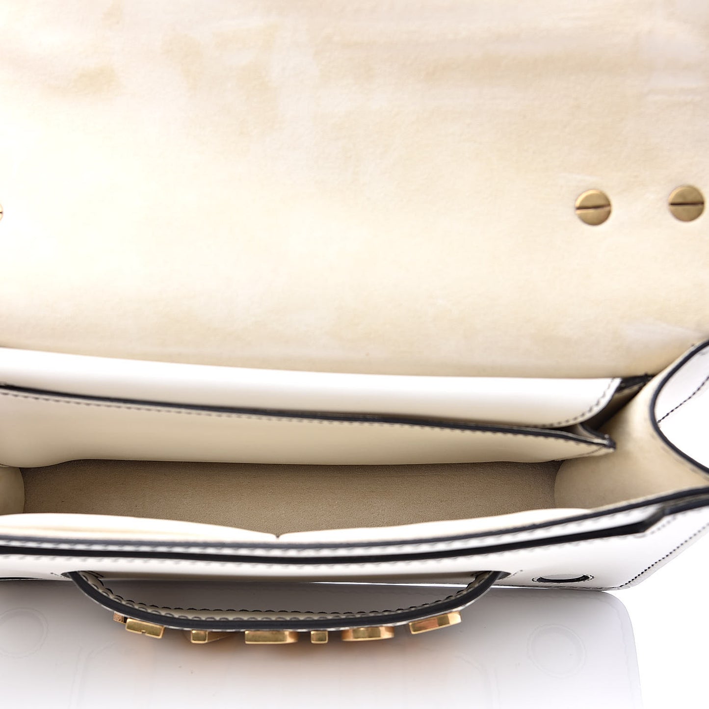 Calfskin J'Adior Chain Flap Bag Off White