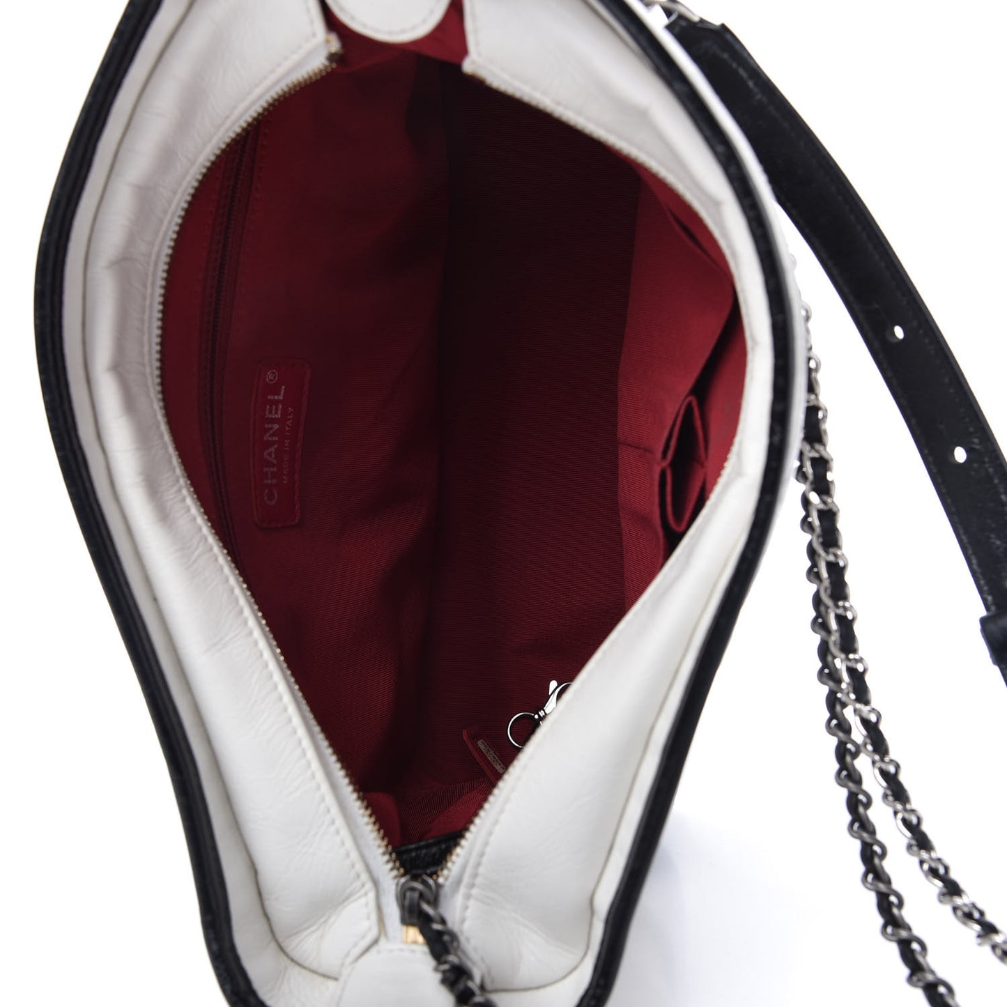 Aged Calfskin Quilted Medium Gabrielle Hobo Black White
