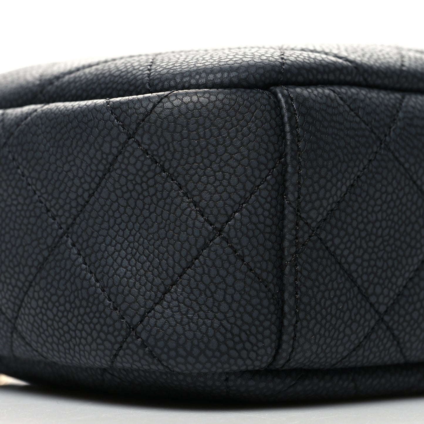 Iridescent Caviar Quilted Small Coco Tassel Camera Case Black