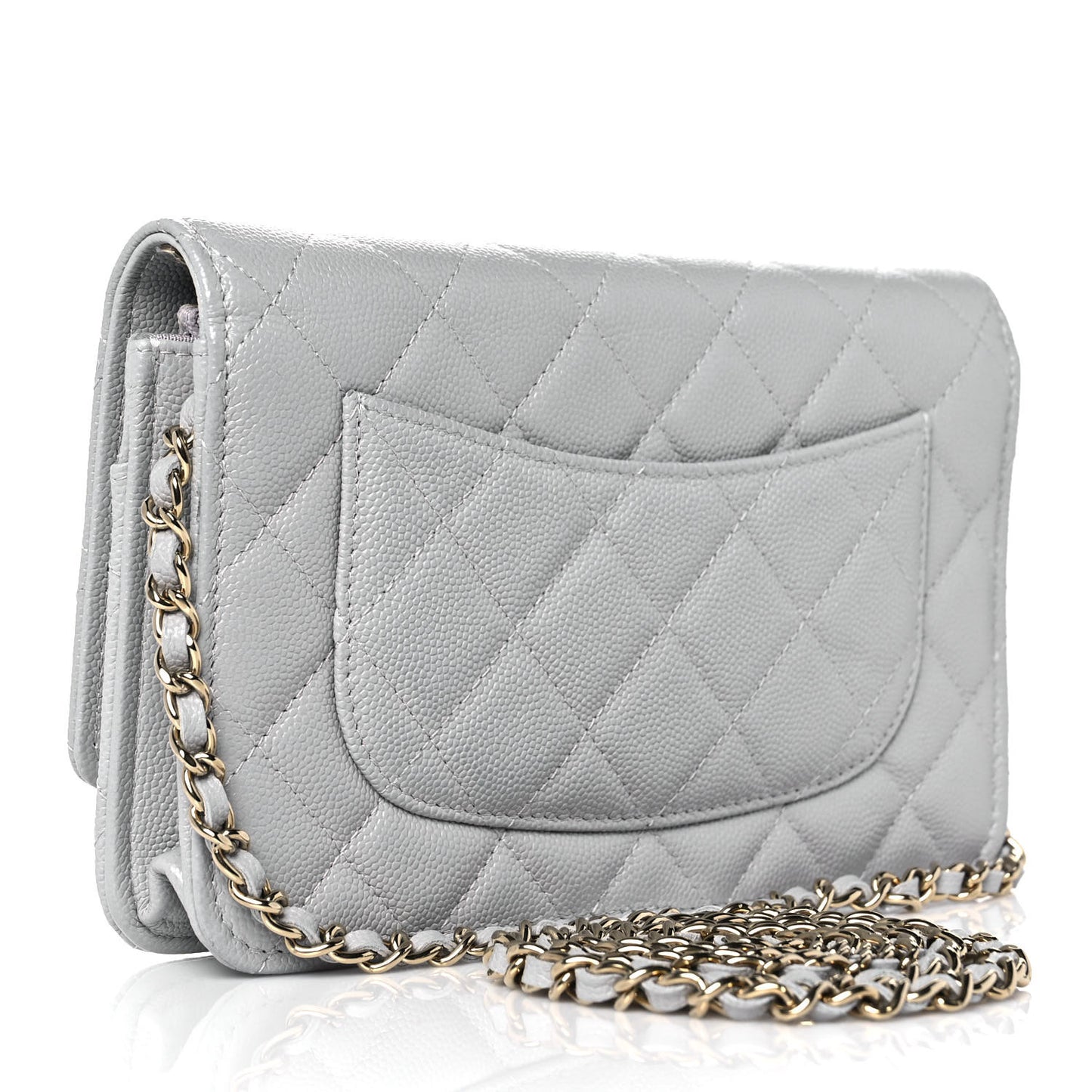 Caviar Quilted Wallet On Chain WOC Grey