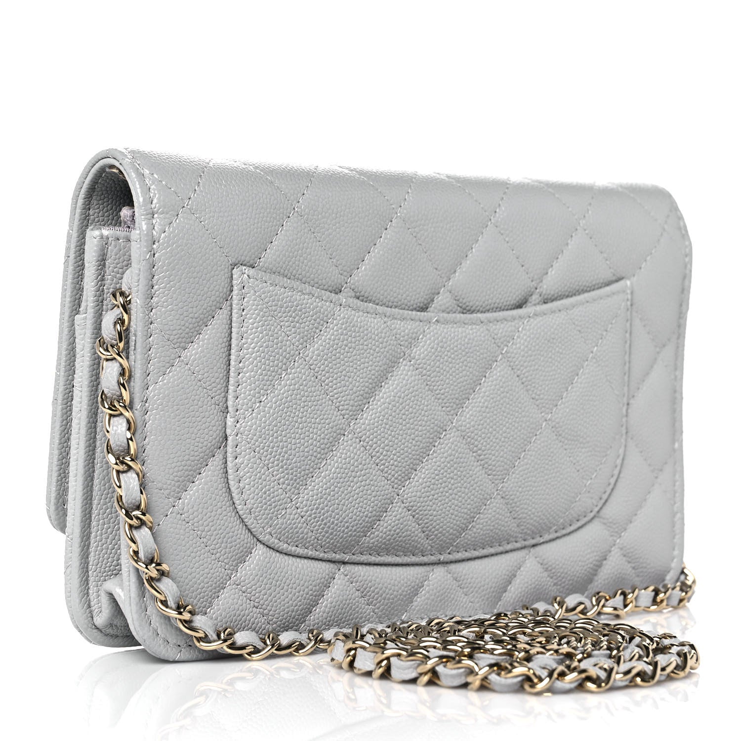 Chanel Caviar Quilted Wallet On Chain WOC Grey 4 of 14
