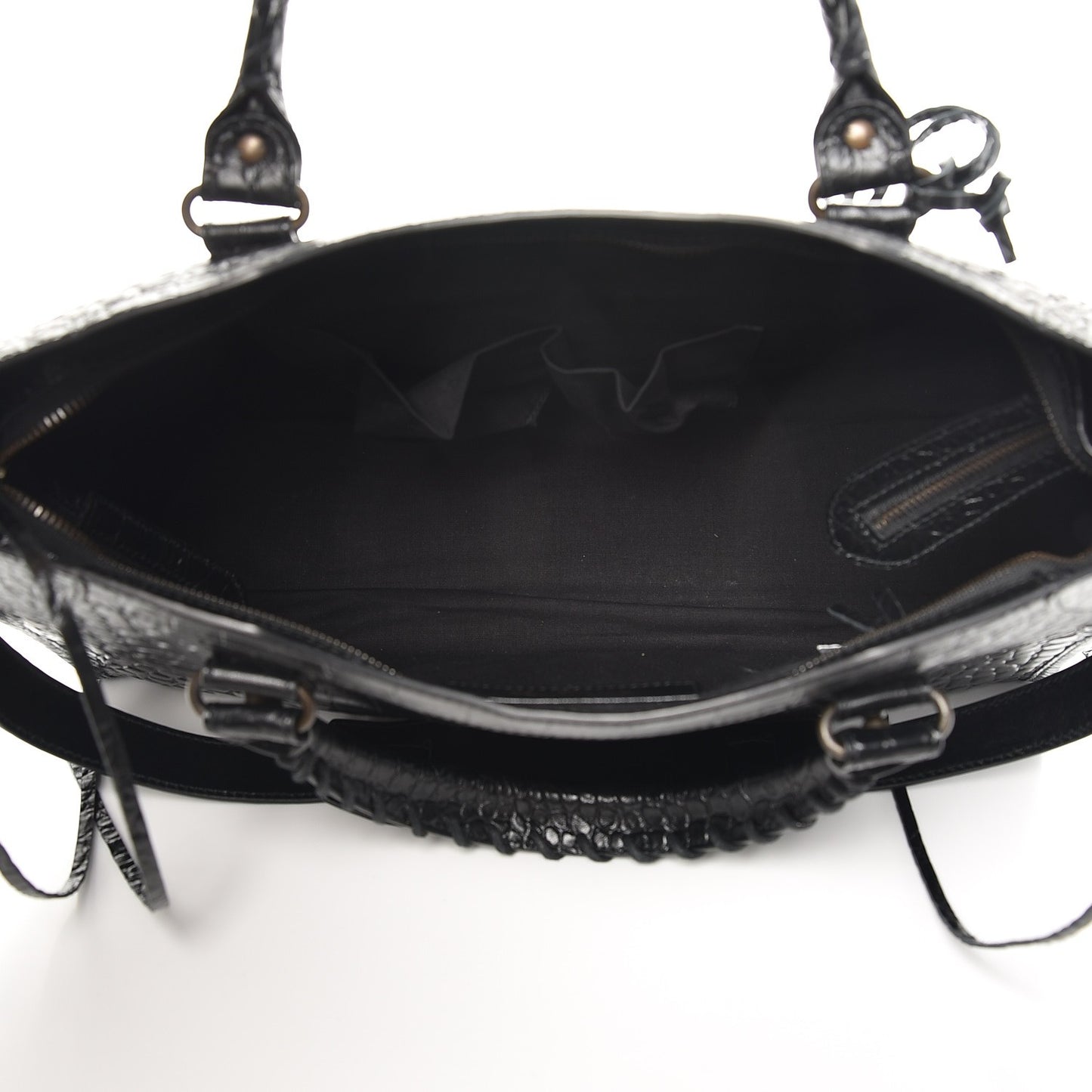 Calfskin Crocodile Embossed Classic Hardware City Black