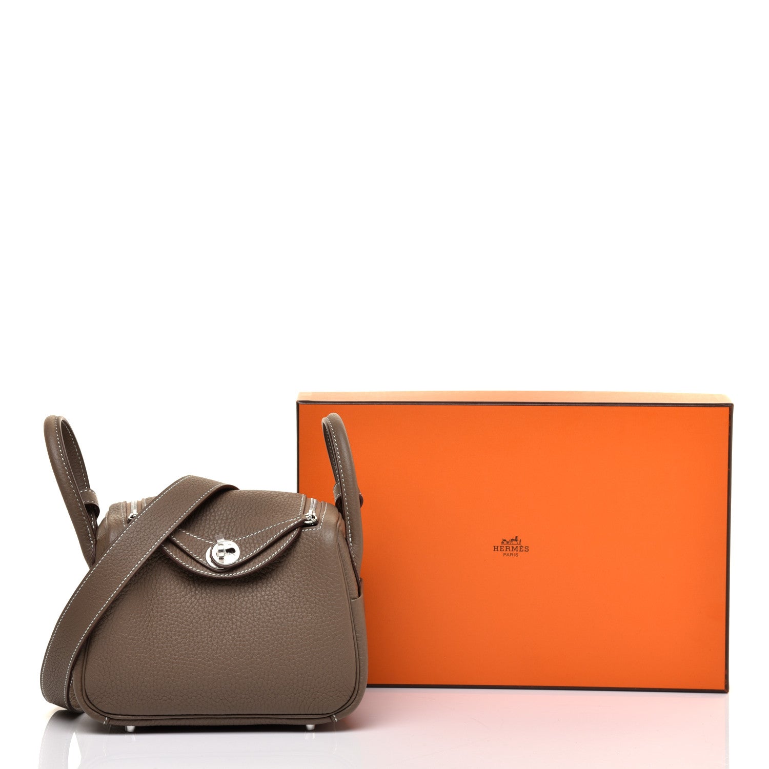 Hermes Taurillon Clemence Mini Lindy 20 Etoupe 10 of 10