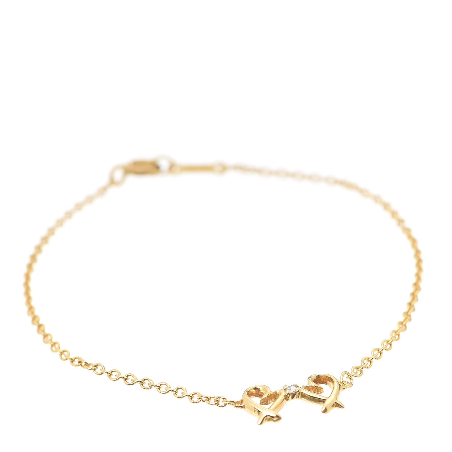 Tiffany 18K Yellow Gold Diamond Double Loving Heart Bracelet 1 of 6