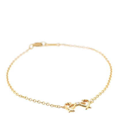 Tiffany 18K Yellow Gold Diamond Double Loving Heart Bracelet 1 of 6
