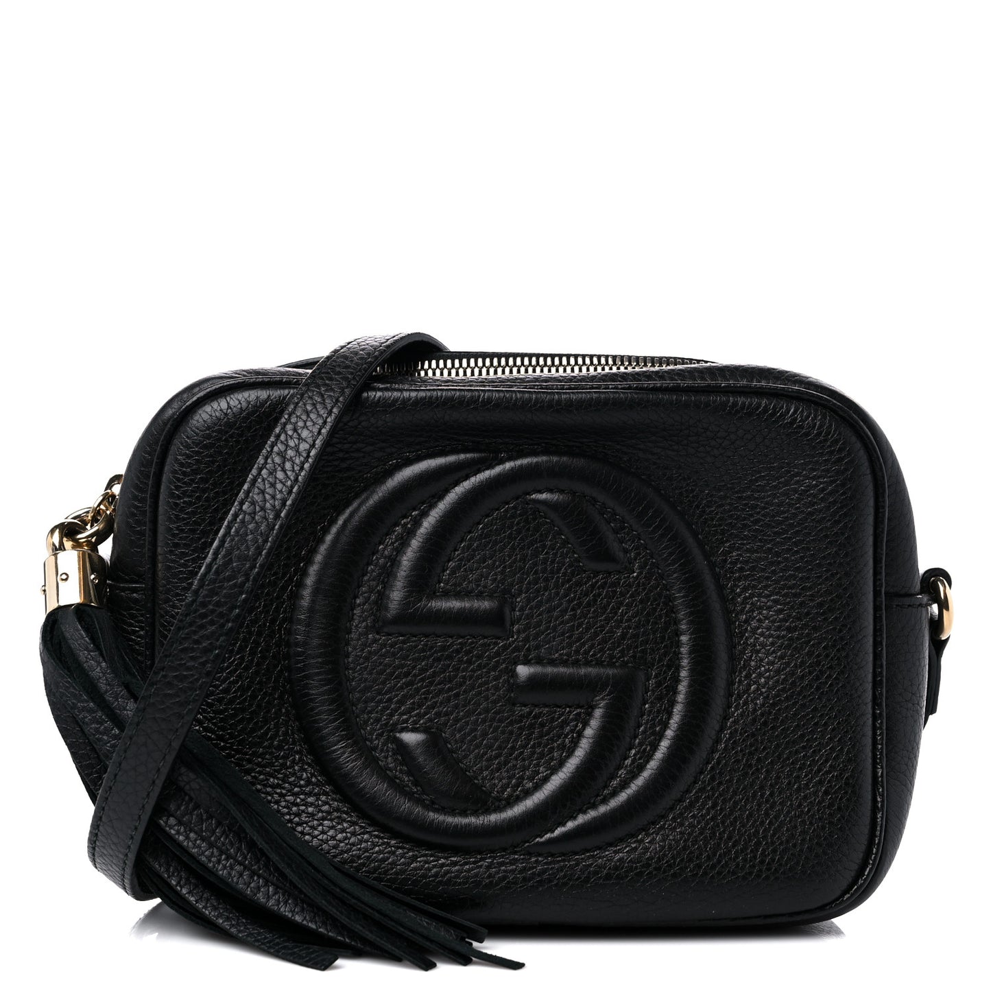 Pebbled Calfskin Small Soho Disco Bag Black