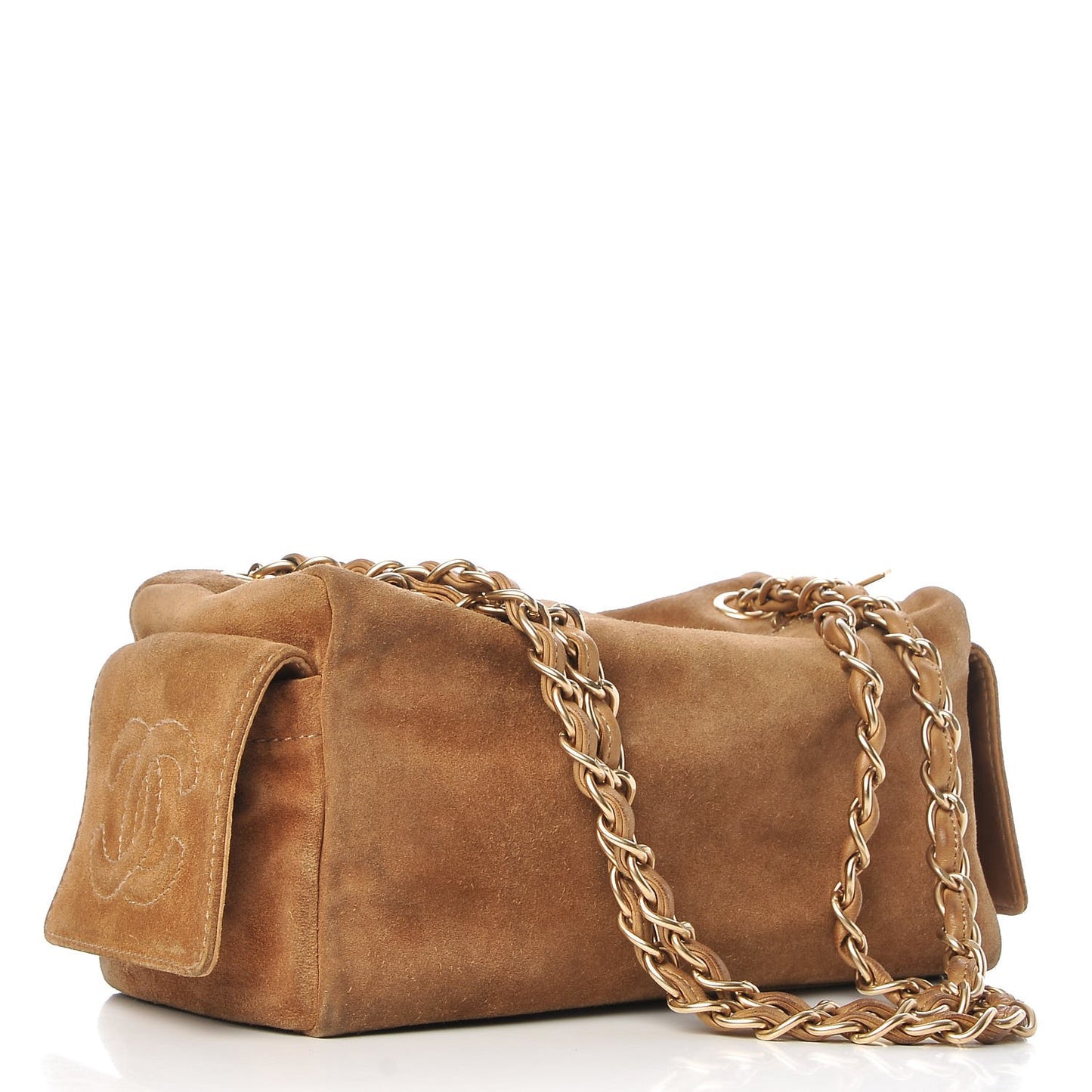 Suede CC Shoulder Bag Beige