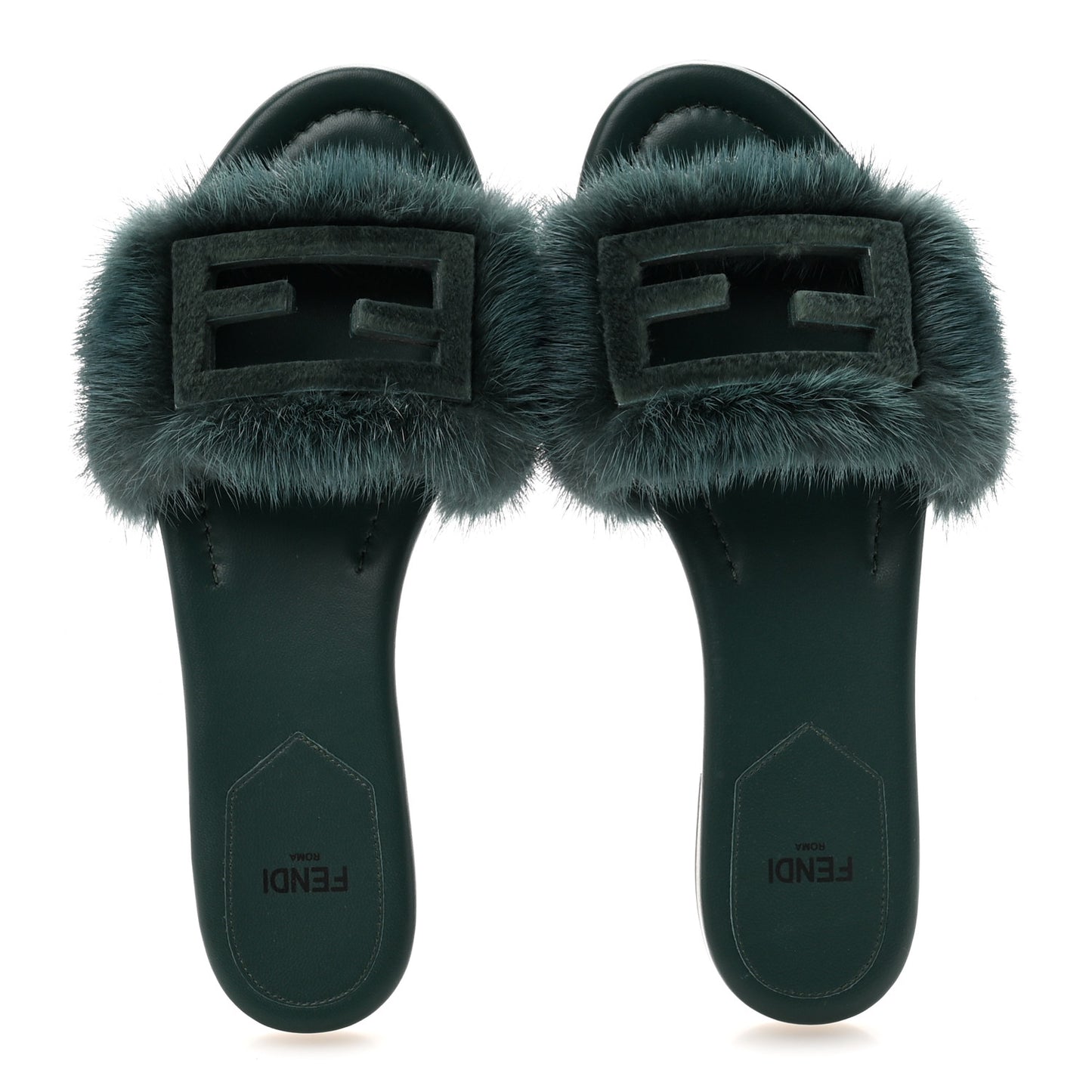 Mink FF Baguette Slide Sandals 37 Sage