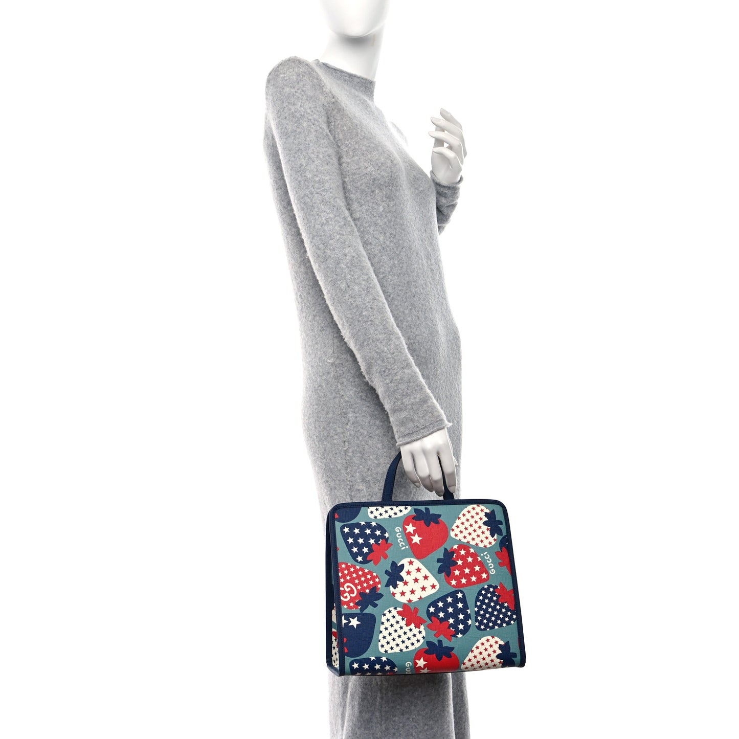 Coated Canvas Strawberry Stars Childrens Tote Red White Blue