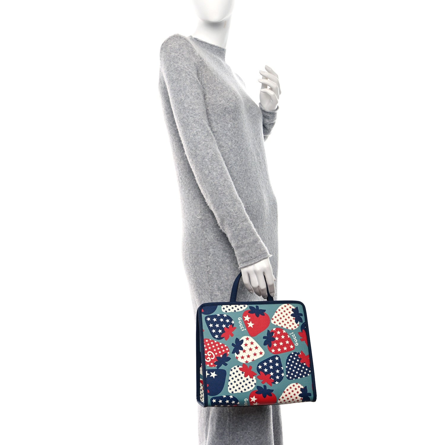 Gucci Coated Canvas Strawberry Stars Childrens Tote Red White Blue 2 of 10