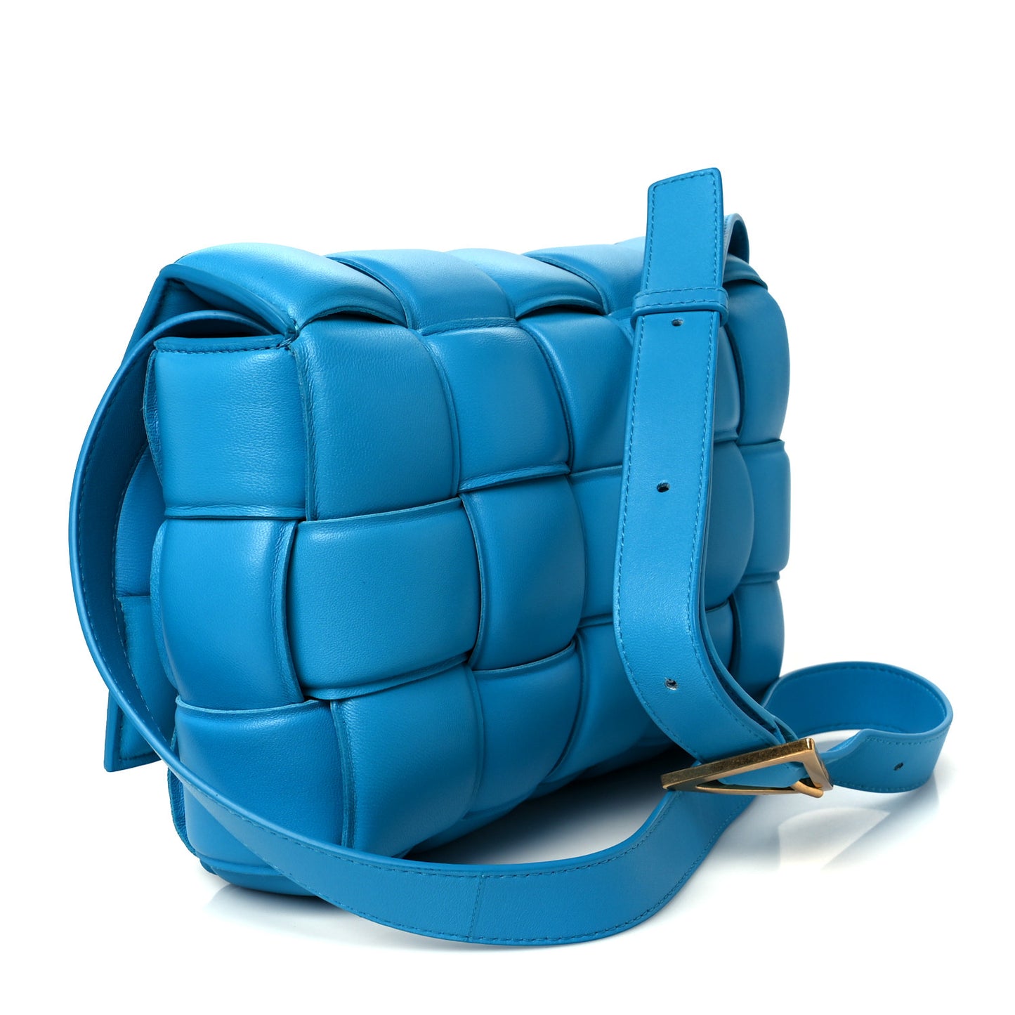 Nappa Maxi Intreccio Small Padded Cassette Crossbody Bag Pool