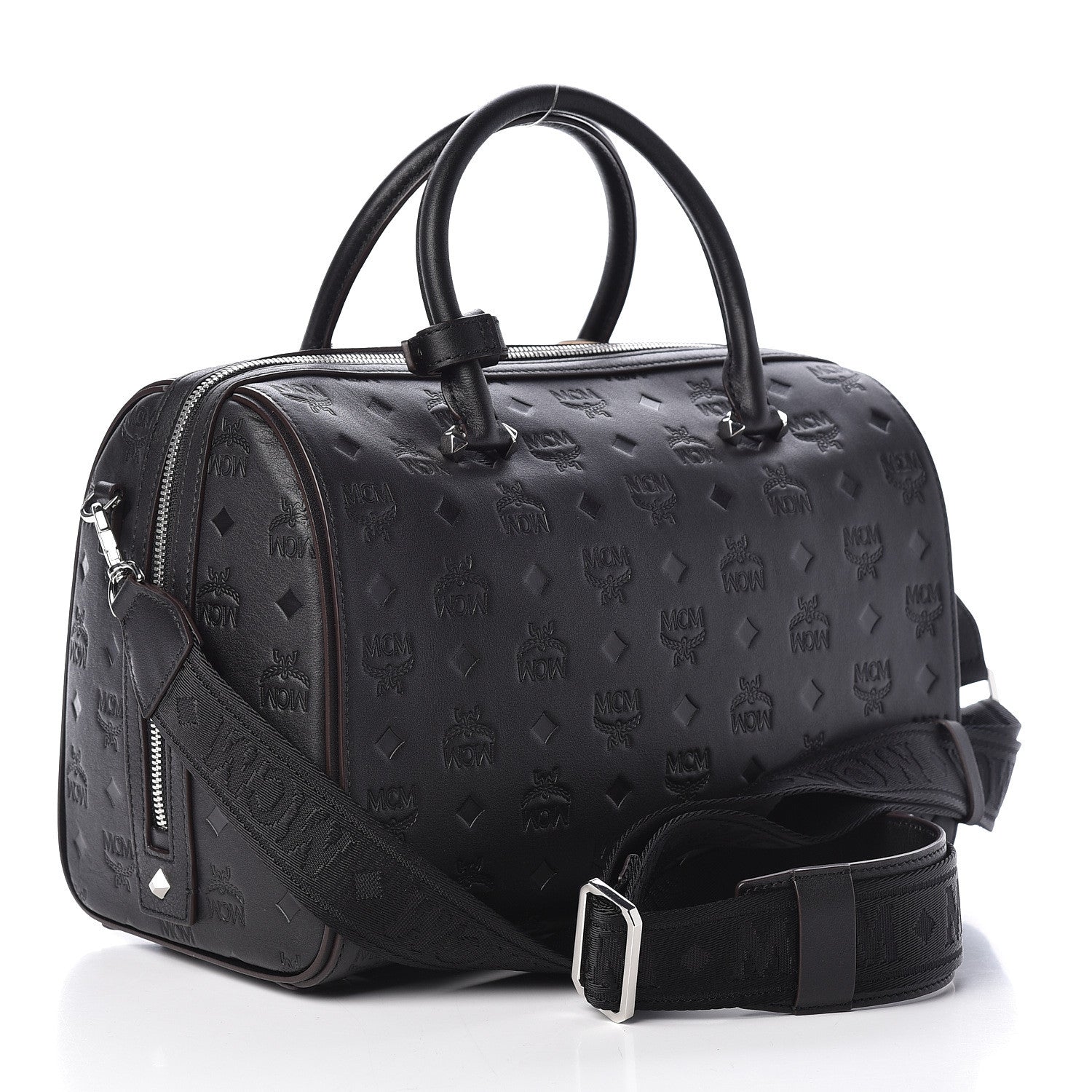MCM Calfskin Ottomar Monogram Essential Boston Bag Black 3 of 10