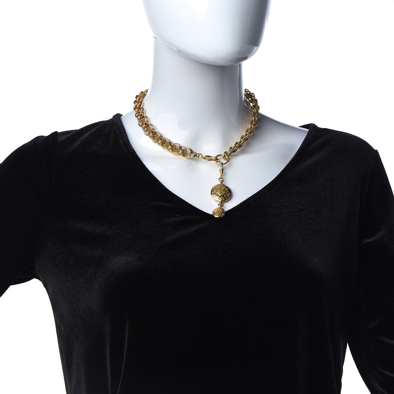 Chanel Medallion Choker Necklace Gold 2 of 4