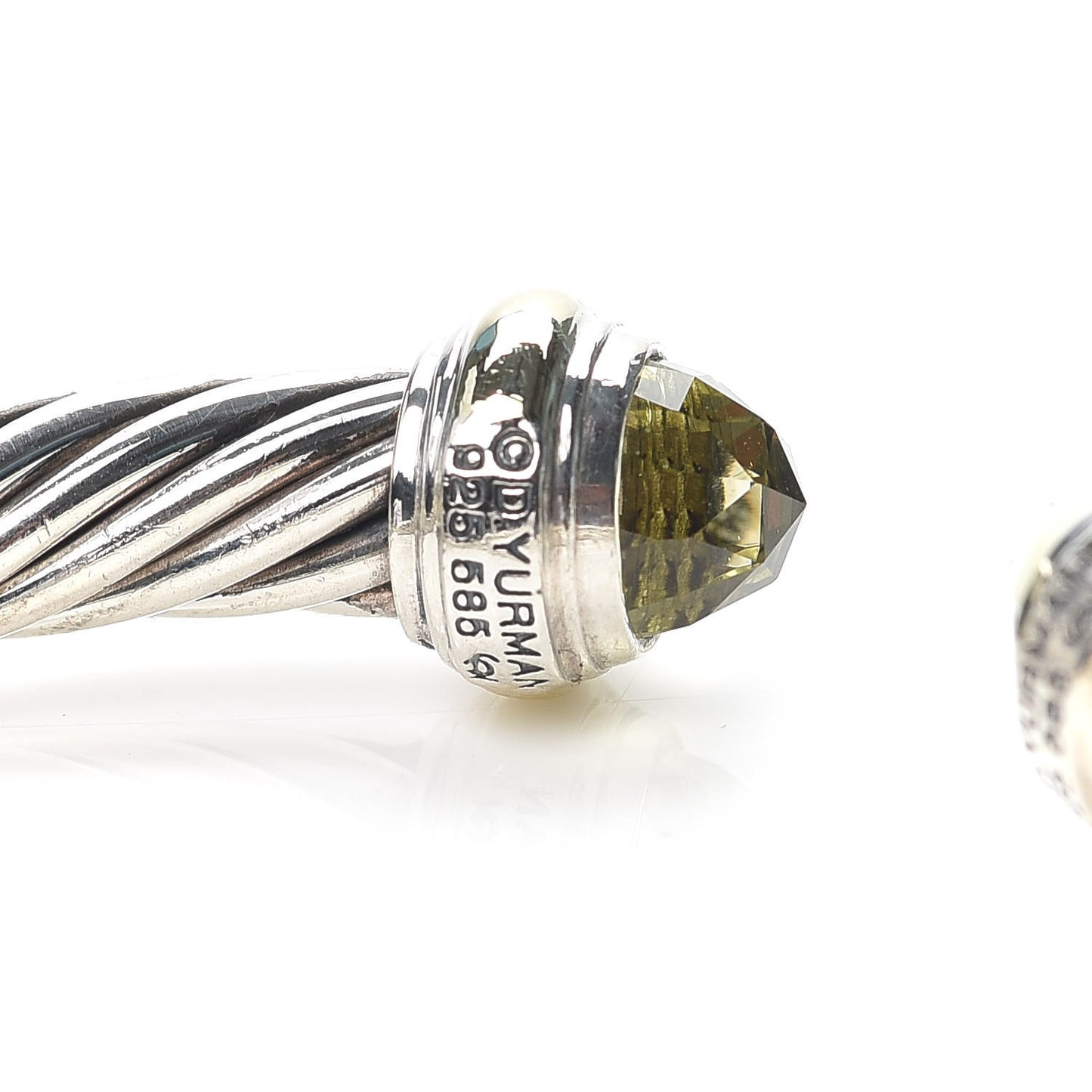 Sterling Silver 14K Yellow Gold Lemon Citrine 7mm Cable Classics Bracelet