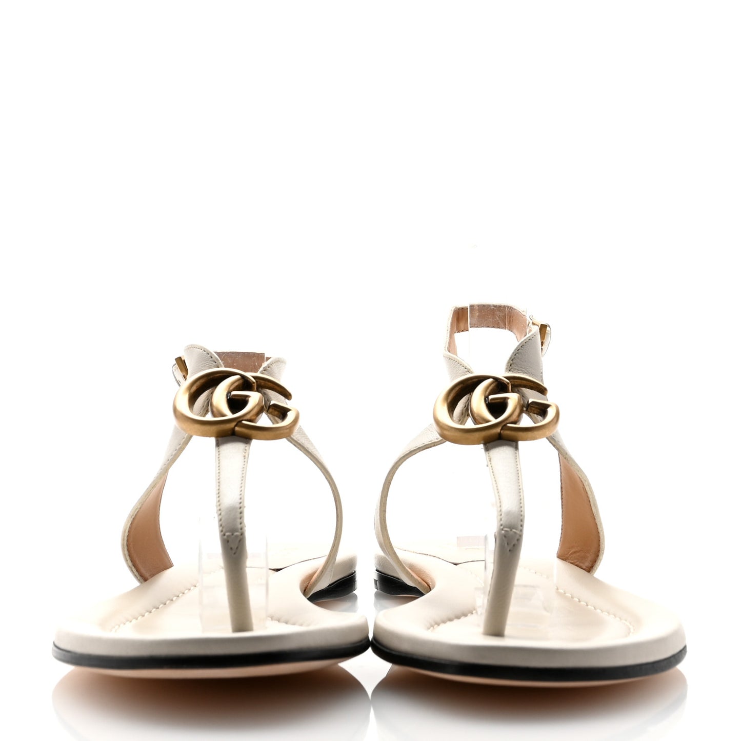 Nappa Charlotte Double G Thong Flat Sandals 37.5 White