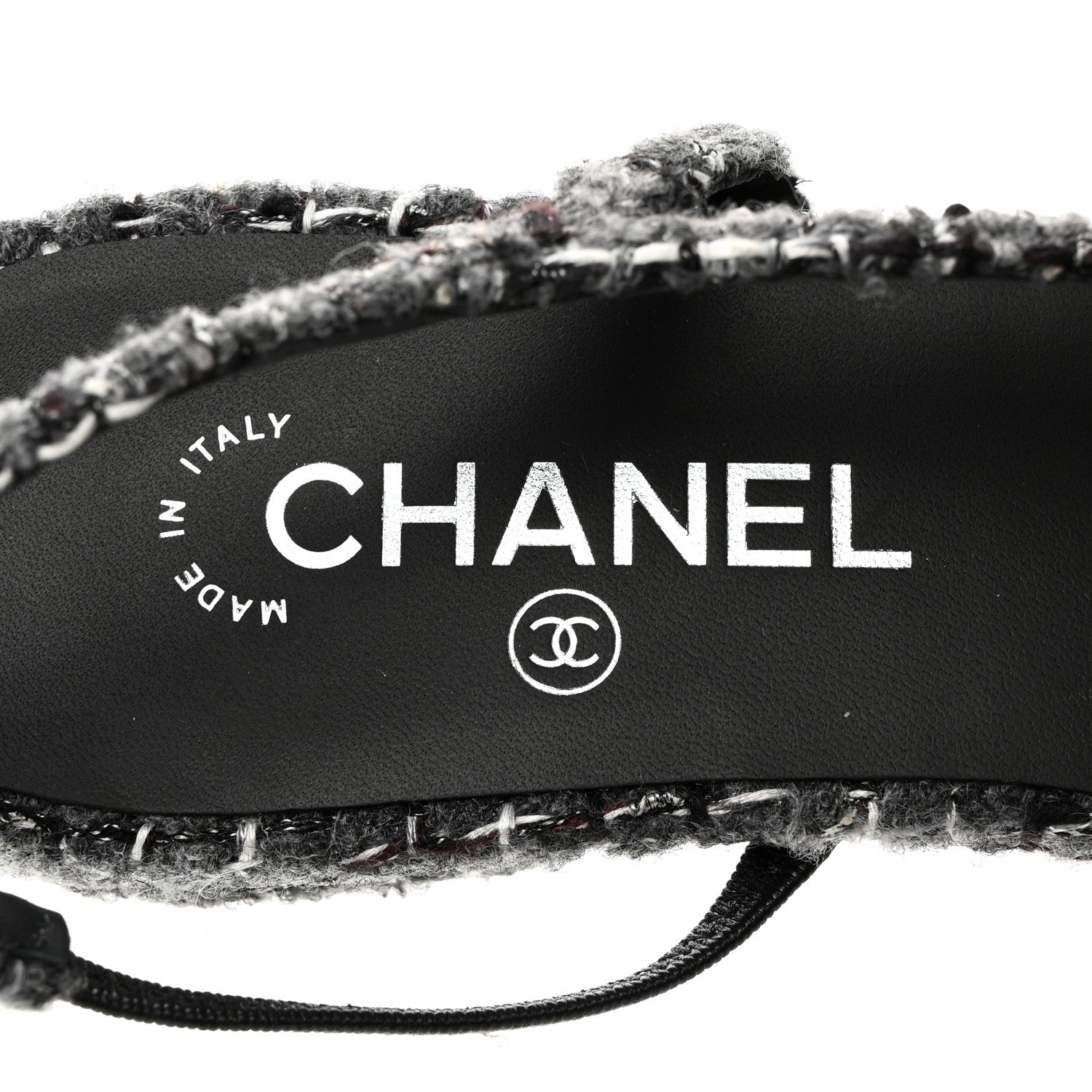Chanel Tweed Corduroy Cap Toe Slingback Flats 41 Grey Black 6 of 8