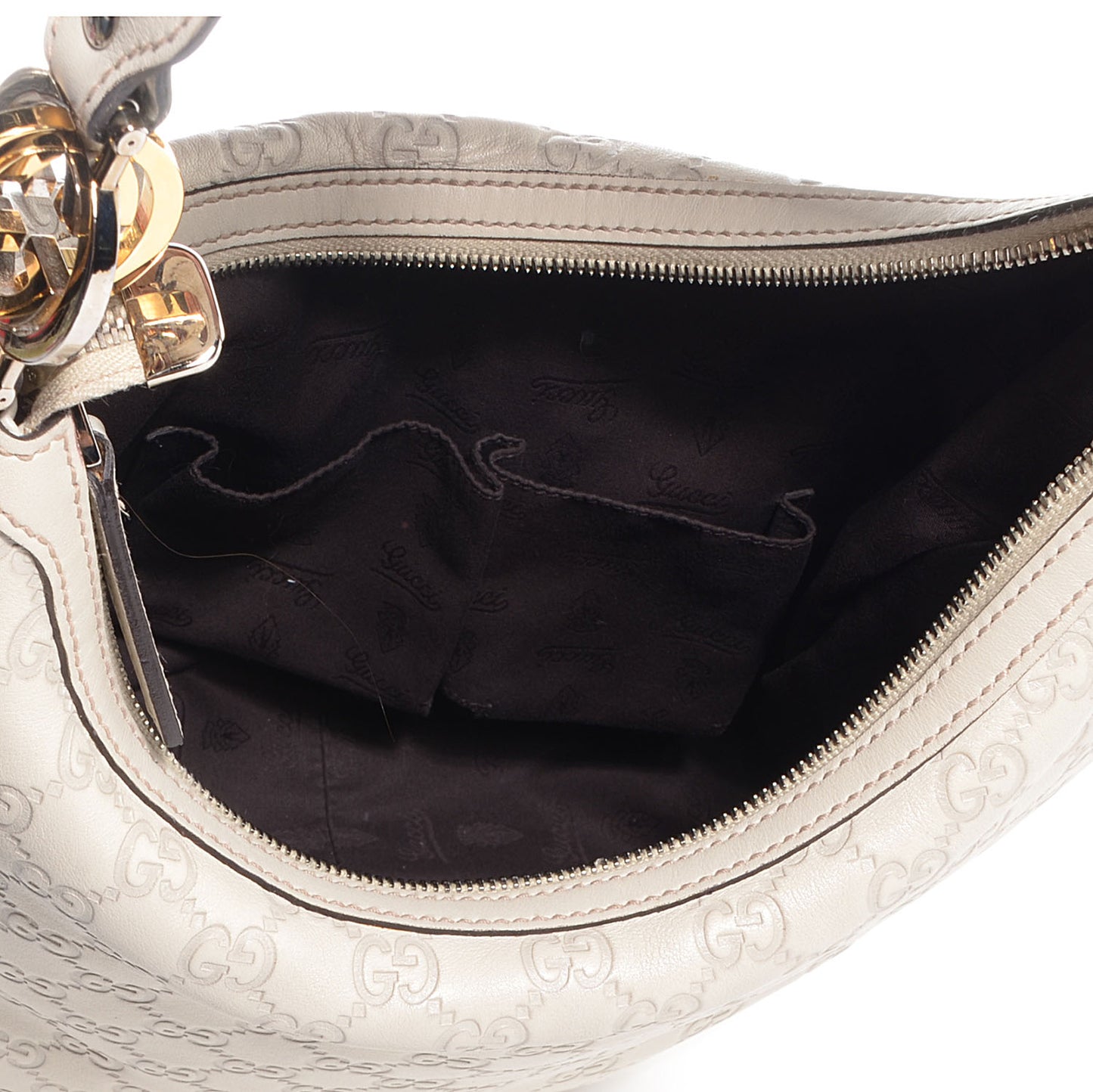 Guccissima GG Twins Medium Hobo Off White