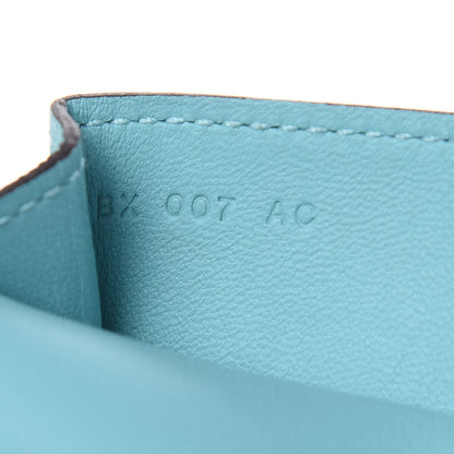 Hermes Togo Dogon Card Case Key Holder Bleu Atoll 7 of 8