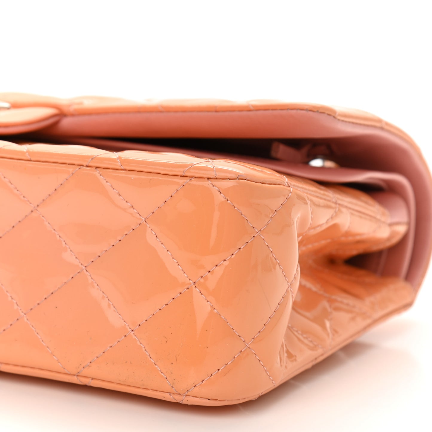 Patent Quilted Medium Double Flap Light Pink