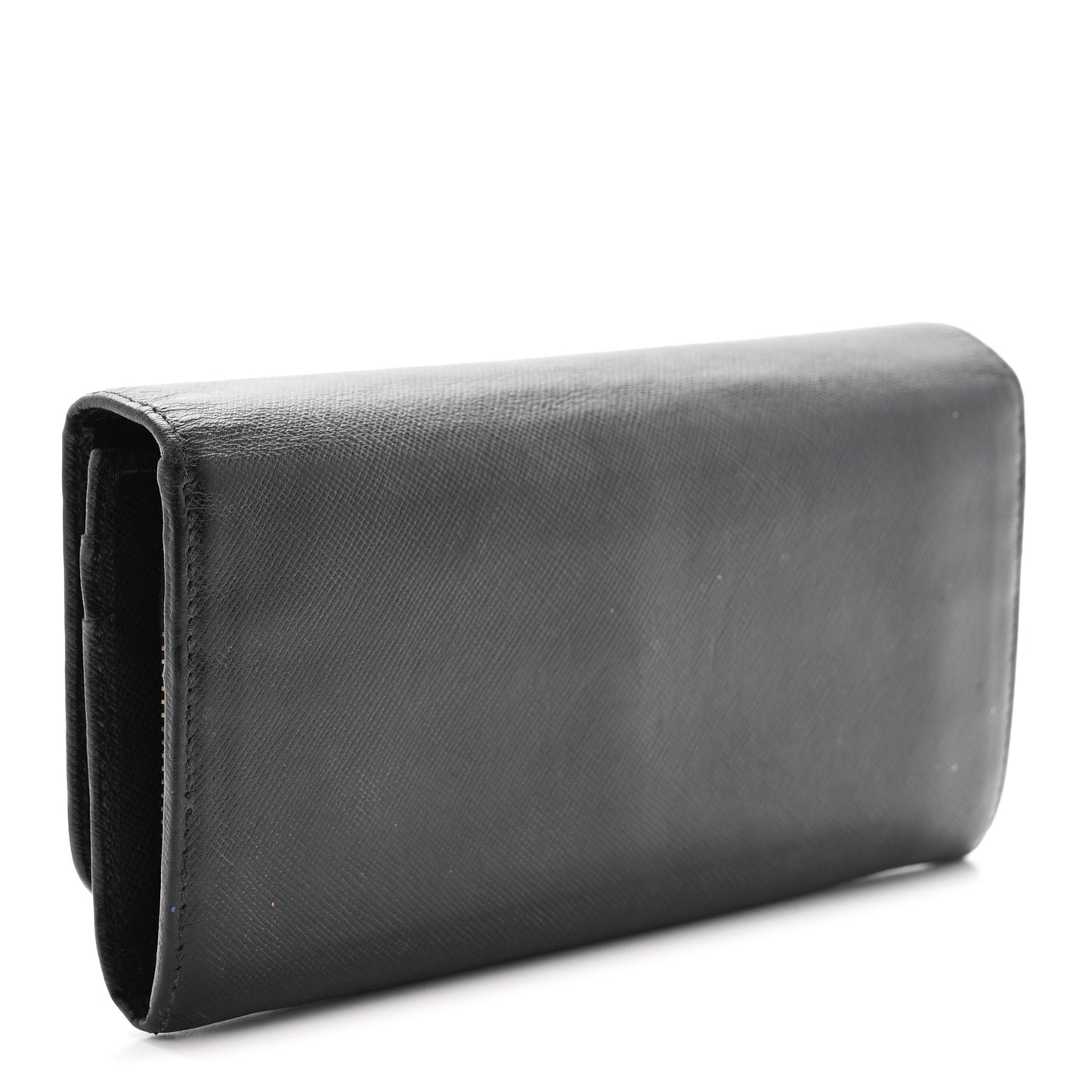 Saffiano Metal Continental Flap Wallet Black