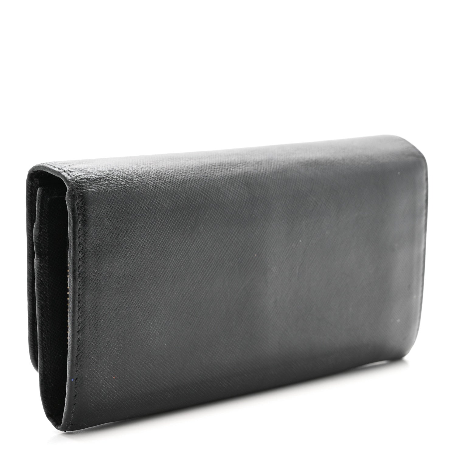 Prada Saffiano Metal Continental Flap Wallet Black 3 of 6