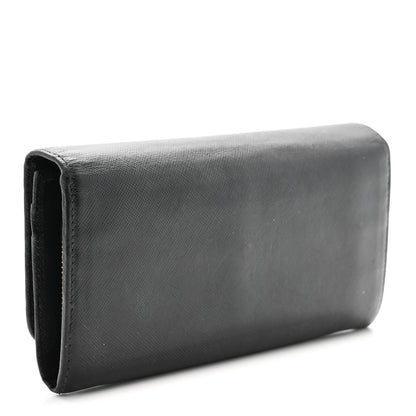 Prada Saffiano Metal Continental Flap Wallet Black 3 of 6