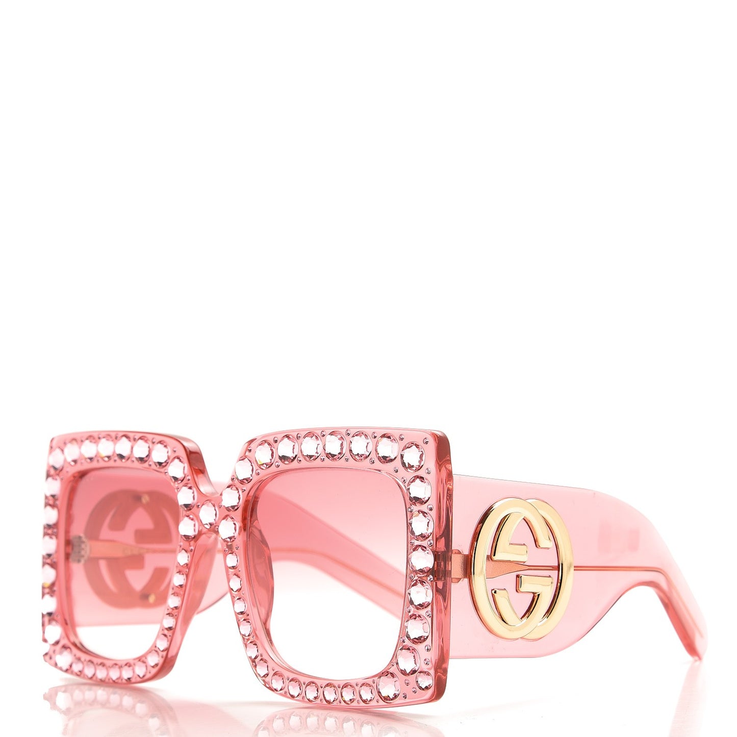 Acetate Crystal Oversize Sunglasses GG0145S Pink