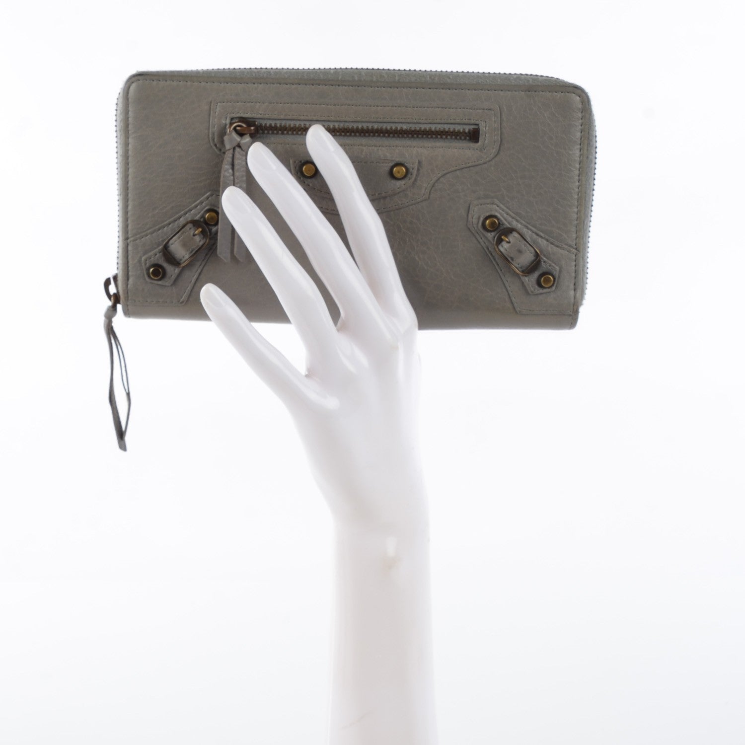 Balenciaga Agneau Classic Hardware Continental Zip Around Wallet Gris Pyrite 6 of 13