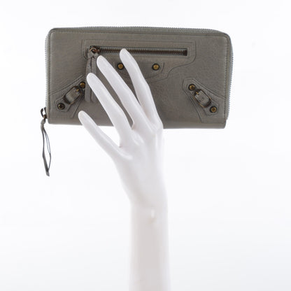 Balenciaga Agneau Classic Hardware Continental Zip Around Wallet Gris Pyrite 6 of 13