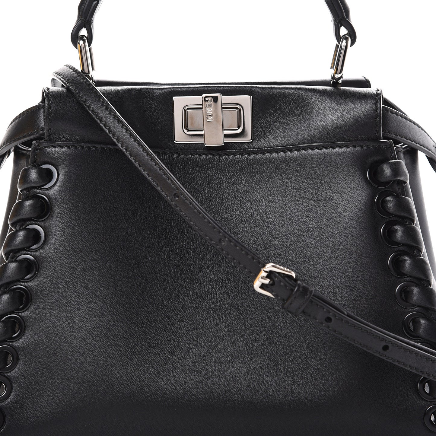 Nappa Lace Up Mini Peekaboo Iconic Satchel Black