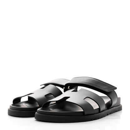 Hermes Calfskin Womens Chypre Sandals 38 Black 3 of 8