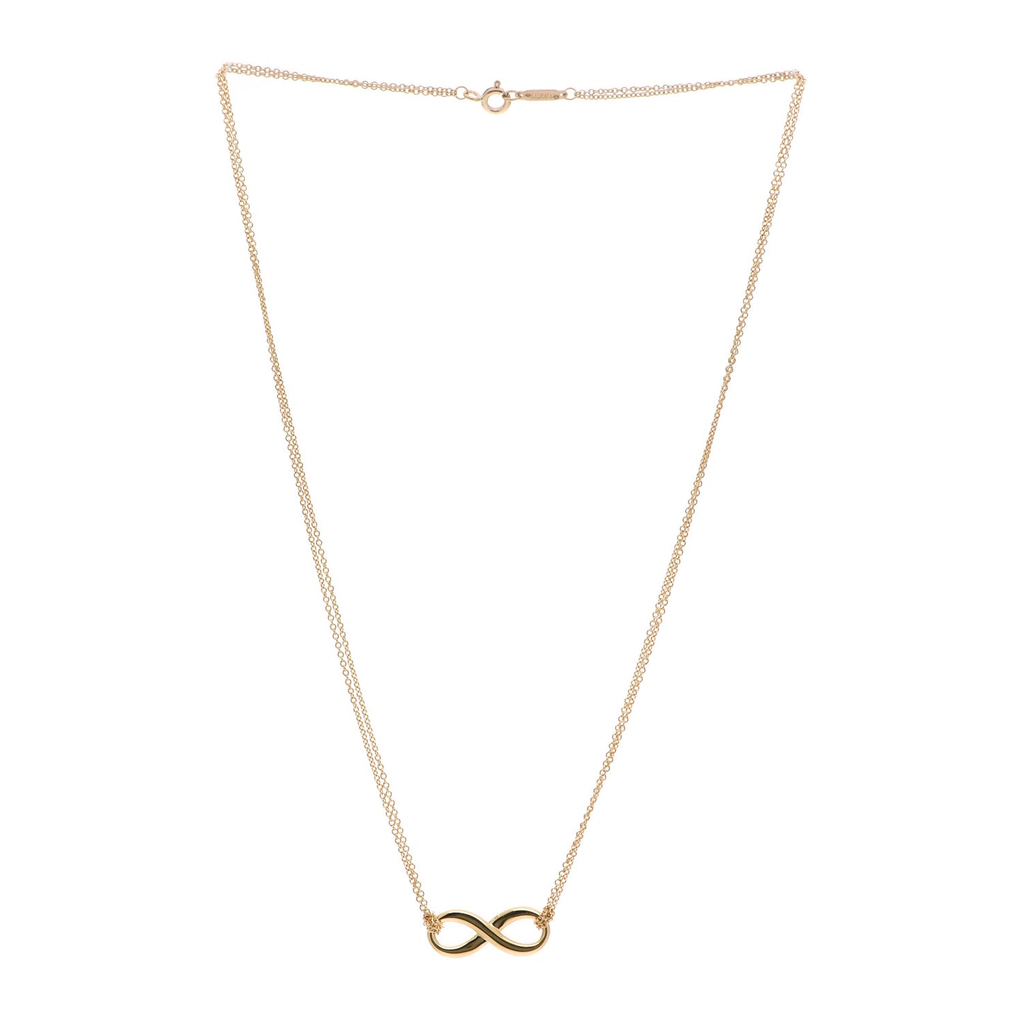18K Yellow Gold Infinity Double Chain Pendant Necklace