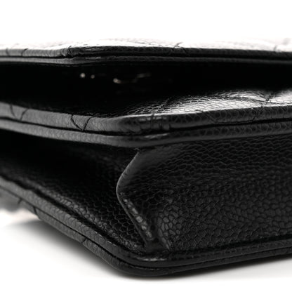 Chanel Caviar Quilted CC Turnlock Wallet On Chain WOC Black 10 of 12