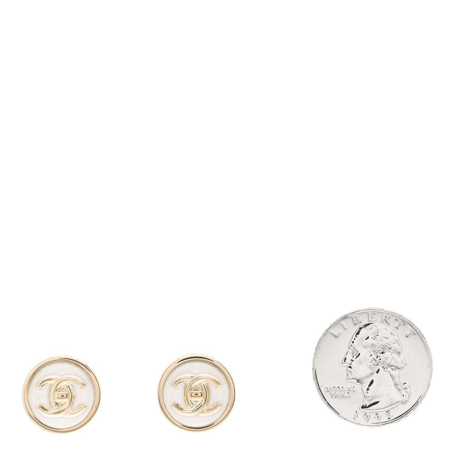 Chanel Resin CC Turnlock Earrings White Gold 2 of 5