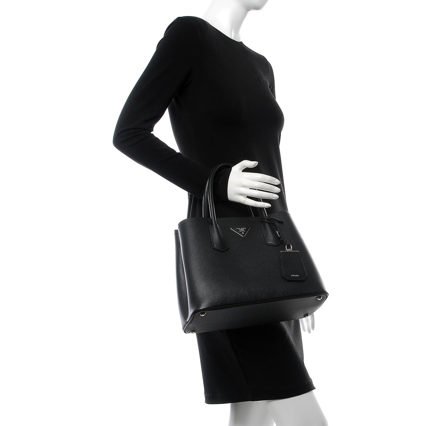 Saffiano Cuir Small Double Bag Black