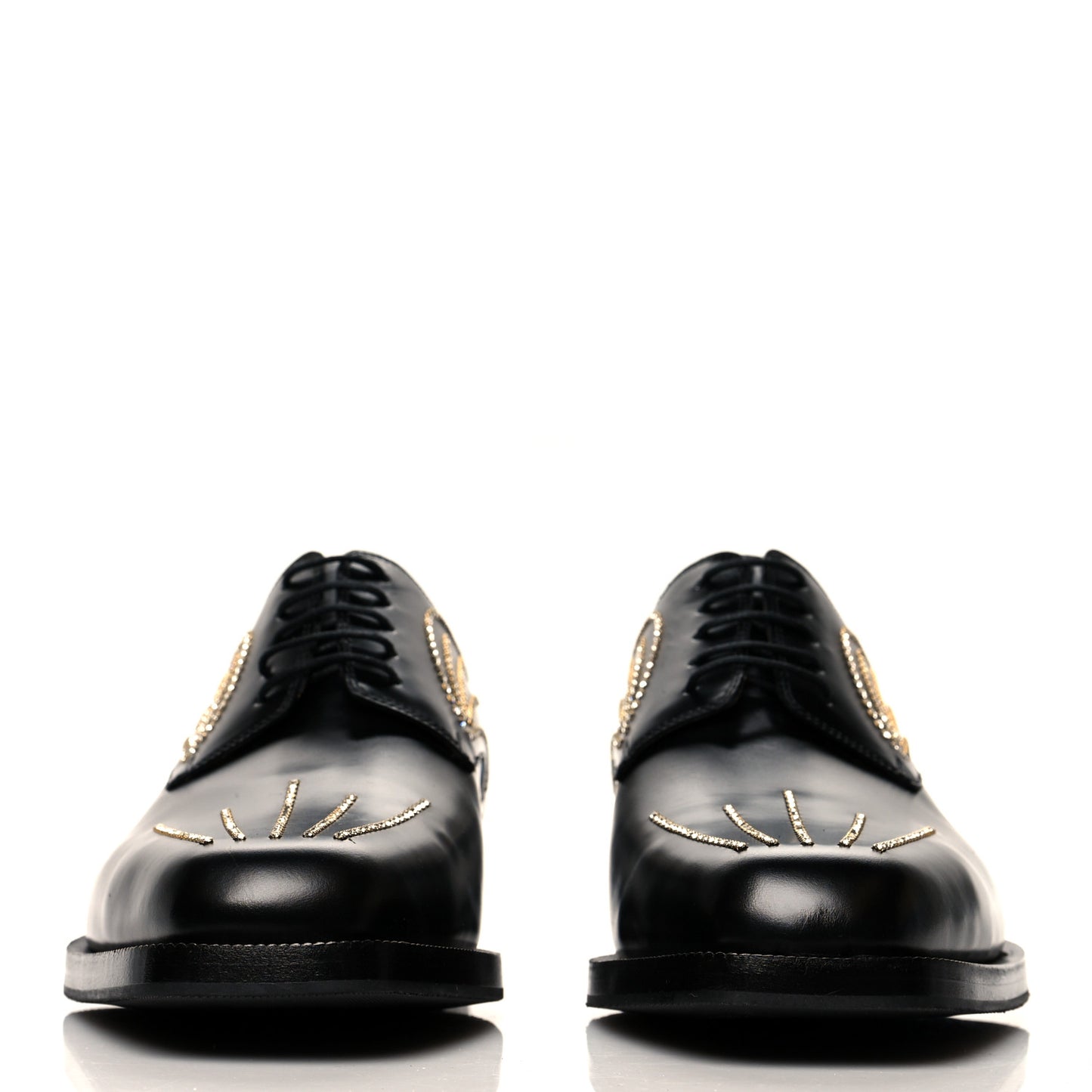 Calfskin Crystal Mens Lace Up Shoes 9.5 Black