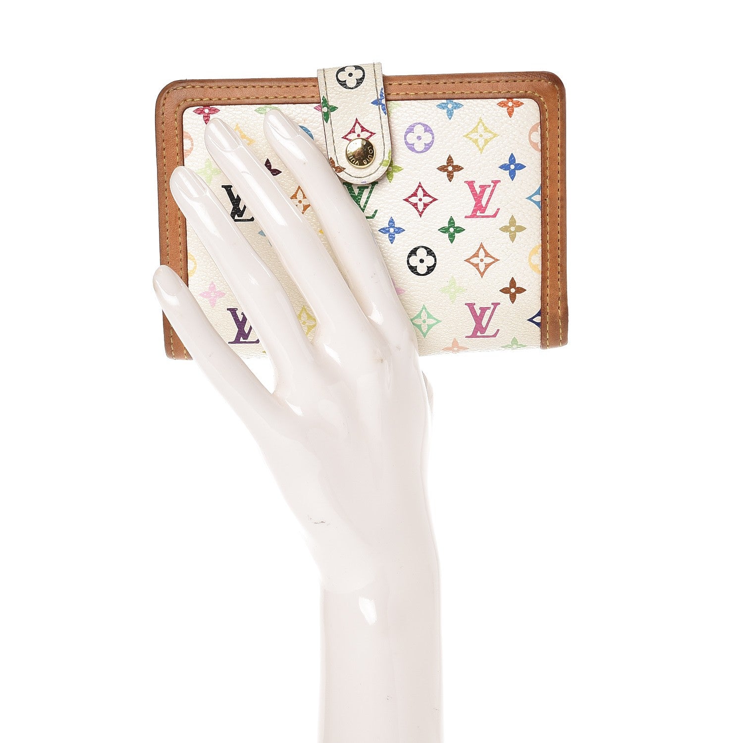 Louis Vuitton Monogram Multicolor French Purse Wallet White 2 of 10