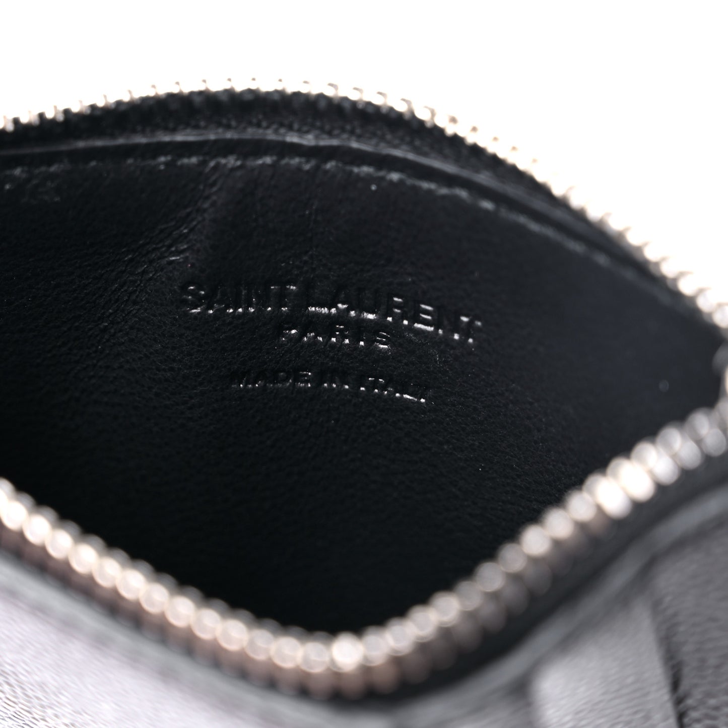 Grained Calfskin 5 Fragments Zip Pouch Card Holder Black