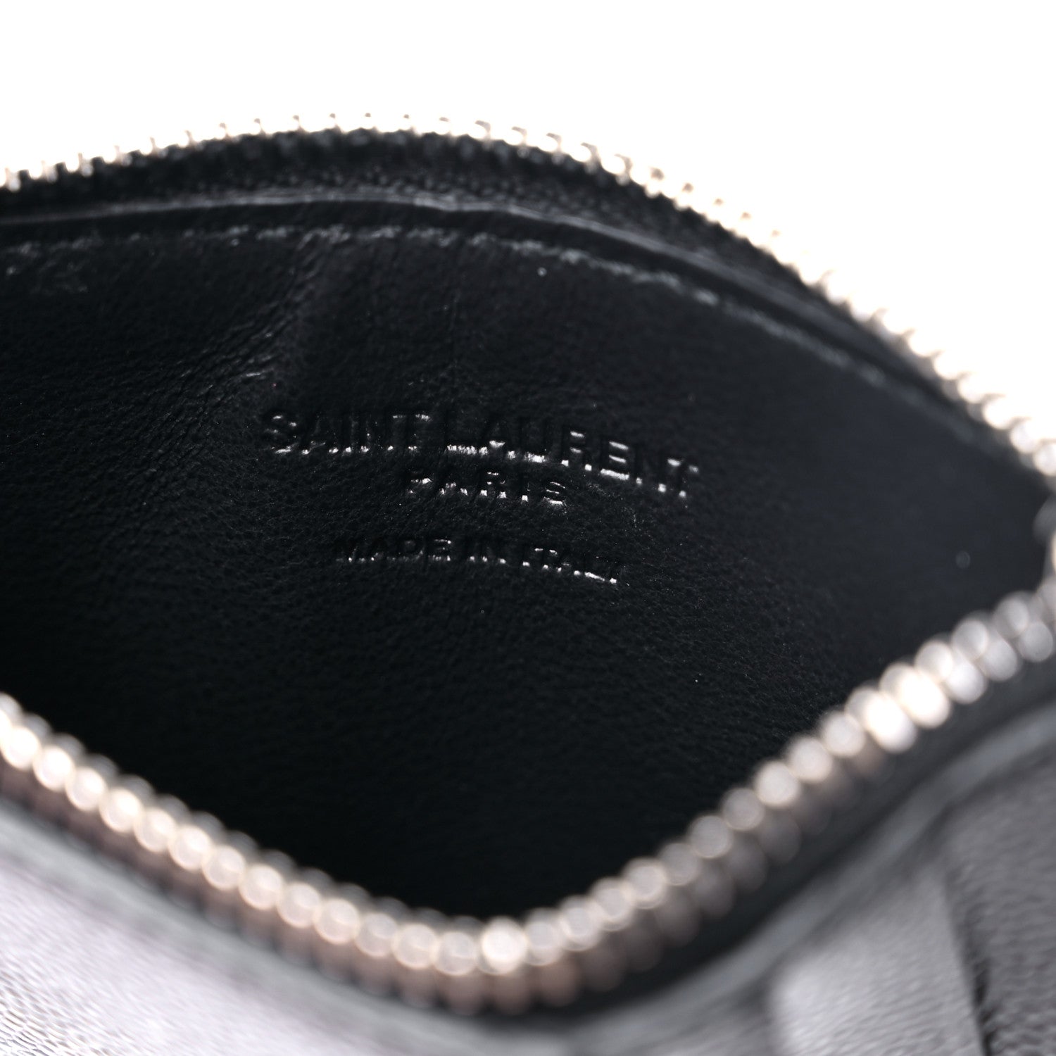 Saint Laurent Grained Calfskin 5 Fragments Zip Pouch Card Holder Black 6 of 8